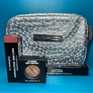 MAC Cosmetics set - makeup bag, lipstick, prep and prime lip, eyeshadow - NEW